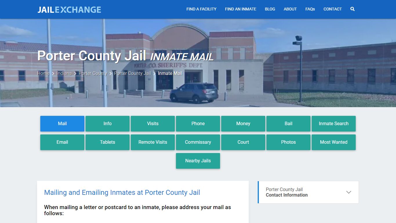 Inmate Mail - Porter County Jail, IN - Jail Exchange